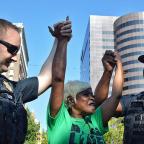 Outside Tulsa County Courthouse, after the announcement of charges against Betty Shelby, 9/22/16