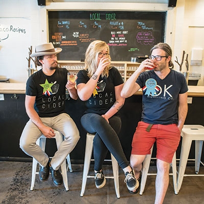 Zach Coker, Anne Jessup and Hunter Stone Gambill put on the Drunken Spelling Bee at Local Cider & Angry Bear Mead