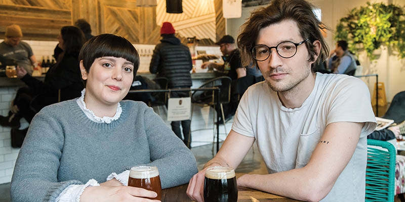 STEMcell Science Shop owners Jessie and Terry Mudge sip on offerings from Heirloom Rustic Ales.