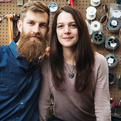 Seth and Rachel Dazey in their home studio