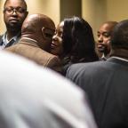 Dr. Tiffany Crutcher, Terence Crutcher's twin sister, enters the courthouse before hearing final arguments on Wednesday morning, May 17, 2017.