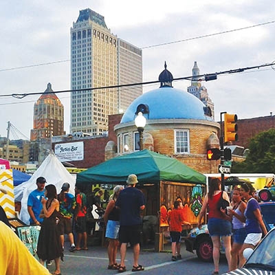 The 2014 Blue Dome Arts Festival is May 16-18 in downtown Tulsa, centered on 2nd Street and Elgin Avenue
