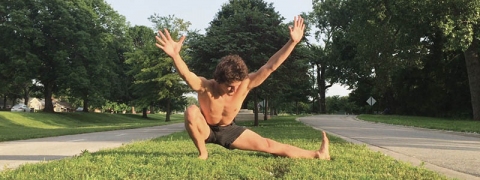Movement instructor Zac King practices in his natural habitat