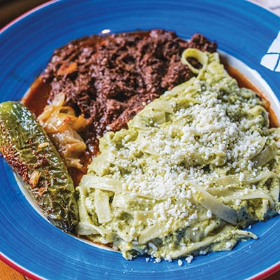 Tia Nene’s poblano cream spaghettis