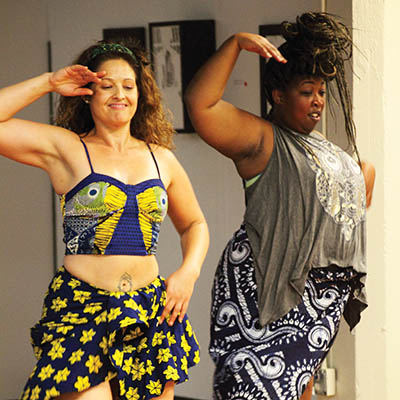 Deena Burks and Jeanette Robbins-Biles dance at Living Arts