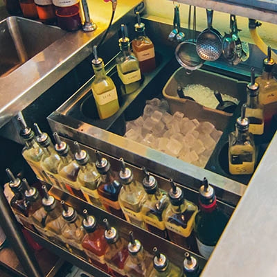 Behind the bar at Hodges Bend