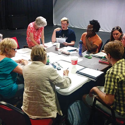 Heller Theatre Company rehearses for “Heller Shorts: Taking the Fifth” // Photo by George Romero