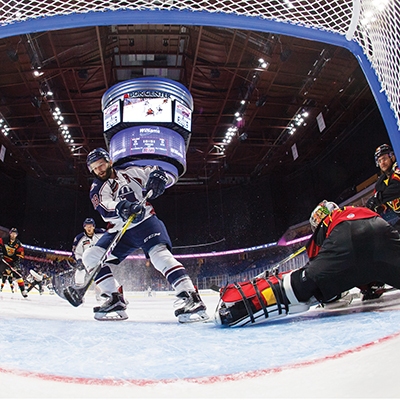 Adam Pleskach scores at the Tulsa Oilers’ 2016-17 season home opener