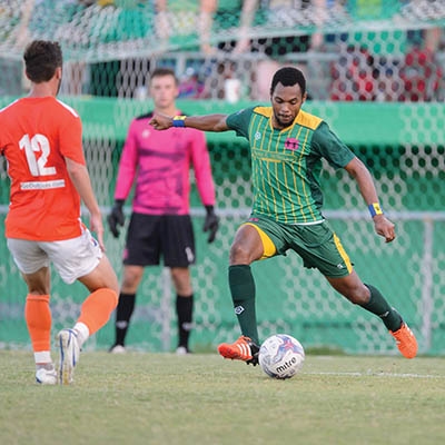 Athletics’ Ricardio Morris clears a ball from defense