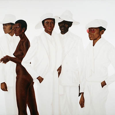 Barkley L. Hendricks, “What’s Goin On,” 1974, oil, acrylic, and magna on cotton canvas, 65 3/4 x 83 3/4”