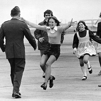 Burst of Joy (1974) is one of many iconic images on display at the Gilcrease Museum’s new Pulitzer photo exhibit.