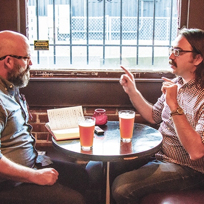 Beau Adams and Jerry Wofford drink Dead Armadillo at The Fur Shop