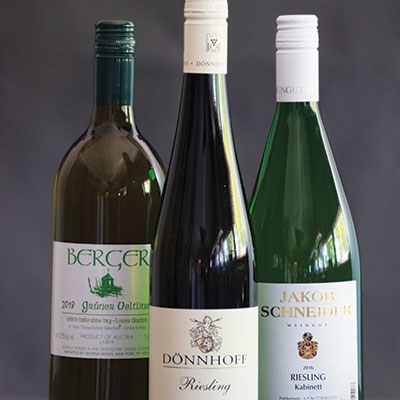 Berger Grüner Vetliner, Jakob Schneider Riesling Kabinett and Dönnhoff Riesling Estate 
are available at Ranch Acres Wine & Spirits. 