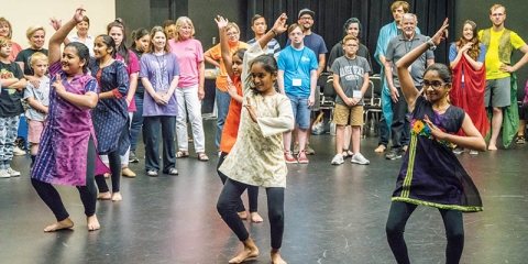 Theater novices and veterans rehearse for an upcoming performance of a musical version 
of ‘The Tempest.’