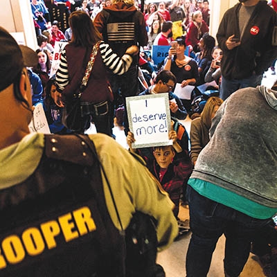 Demonstrators pack the Oklahoma State Capitol during the 2018 Oklahoma Teachers’ Strike.