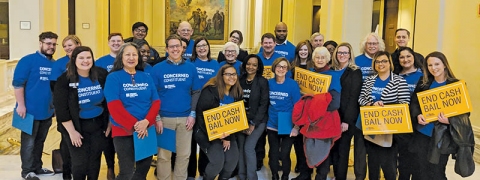 Advocates petition their legislators to take action on bail reform at the Oklahoma State Capitol.