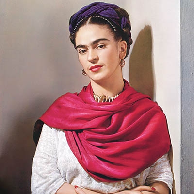 “Classic Frida (with Magenta Rebozo),” 1939, Nickolas Muray