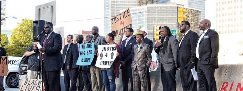 Marq Lewis of We the People Oklahoma and protesters at the 9/26 100 Bad Dudes Rally