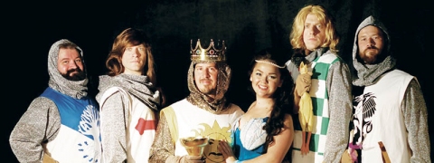 Spamalot Cast (from left to right): Gavin Wells, Rick Harrelson, Richard Rankin, Christina Elizabeth, Sam Briggs, John Burns