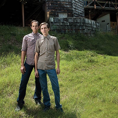 Jake Margolin and Nick Vaughan at the now-abandoned Discoveryland in Sand Springs, 
where the musical “Oklahoma!” ran for nearly 40 years.