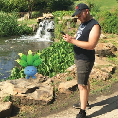 Mitch Gilliam (right) and an Oddish.