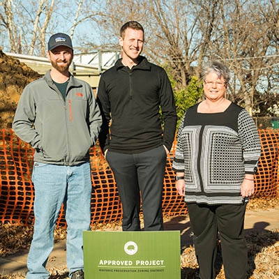 Contractor Daryl Nieto, homeowner Nathan Pickard and architect Molly Jones