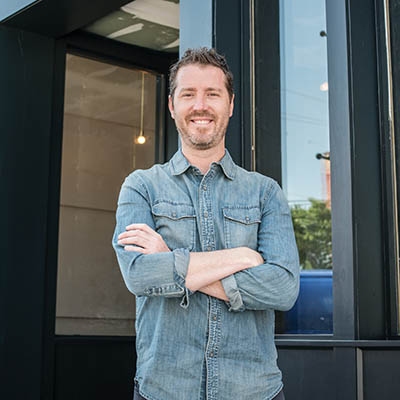 Matt Sanders outside the new location of Vintage wine bar in the Blue Dome District