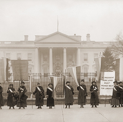 National Women’s Party demonstration in front of the White House in 1918