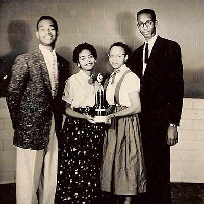 Muskogee Manual Training School students Nathaniel Brooks, Carolyn Roberts, Norma Porter  and Charles Gray—state champion debaters, 1956.